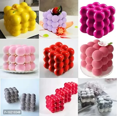 MoldBerryCandle Mould Making Silicone Bubble Candle Mould 3D Mould 6 Slots Cube Entremet Reusable Mould for Art  Craft DIY Resin Art Soap Candles Making Supplies Size (28.3 x 17 x 6.1 Cm) White Color-thumb5