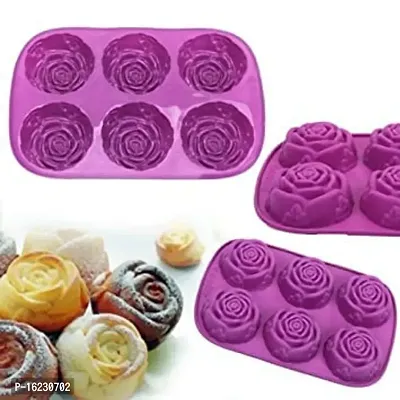 MoldBerry 6 Cavity Rose Soap Mould Combo Rose Shape Cake Muffin Mould Flower Baking Mould for Soap Making Candle Craft Ice Cube DIY Baking Trays