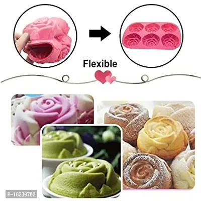 MoldBerry 6 Cavity Rose Soap Mould Combo Rose Shape Cake Muffin Mould Flower Baking Mould for Soap Making Candle Craft Ice Cube DIY Baking Trays-thumb3