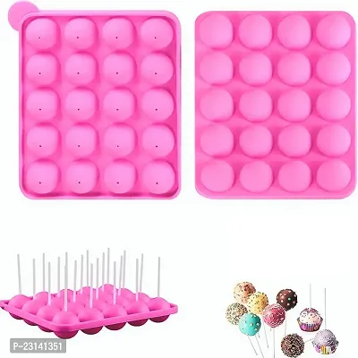 MoldBerry 20 Cavity Lolipop Mould Candy Fondant Cakepop Mold 20 Ball Chocolate Mold 20 Holes Silicone Chocolate Mold Pop Cake Stick Cupcake Mould Lollipop Cake Mould Sphere Maker Baking Mold Ice Tray