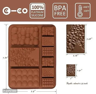 MoldBerry Assorted Chocolate Bar Energy Bar Mould Silicone 9 Slot Chocolate Bar Mould Multiple Shapes Mini Gems Bubble Zigzag Candy Jelly Mould Cake Decorating Cupcake Desert Pack of 3 (Multi Color)-thumb2
