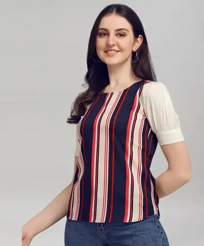 Elegant Crepe Striped Top For Women Pack of 1