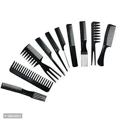 NEW  Stylish Professional Multipurpose 10 Pcs Hair Comb Set Hair brush for Hair Cutting and Styling (BLACK)-thumb0