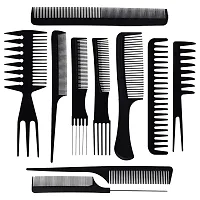 NEW  Stylish Professional Multipurpose 10 Pcs Hair Comb Set Hair brush for Hair Cutting and Styling (BLACK)-thumb1