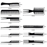 NEW  Stylish Professional Multipurpose 10 Pcs Hair Comb Set Hair brush for Hair Cutting and Styling (BLACK)-thumb2