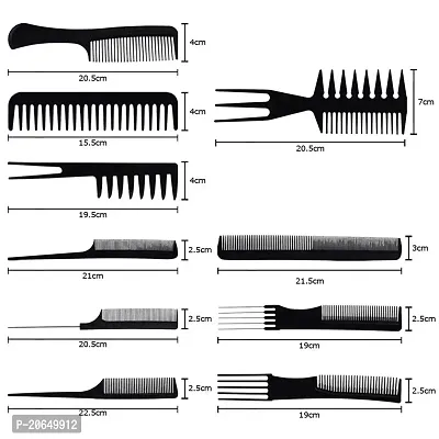 NEW  Stylish Professional Multipurpose 10 Pcs Hair Comb Set Hair brush for Hair Cutting and Styling (BLACK)-thumb3