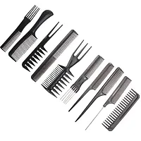 NEW  Stylish Professional Multipurpose 10 Pcs Hair Comb Set Hair brush for Hair Cutting and Styling (BLACK)-thumb3