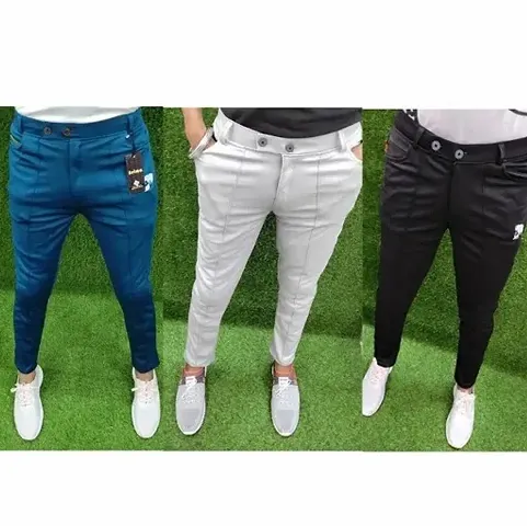 Men Trousers Pack Of 3 Stylish Trousers Soft Lycra Blend Trousers