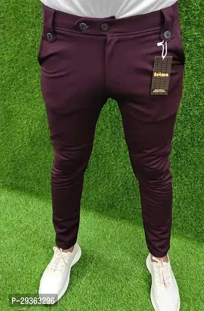 Eetma mens trouser Lycra pant formal casual wear wine colour