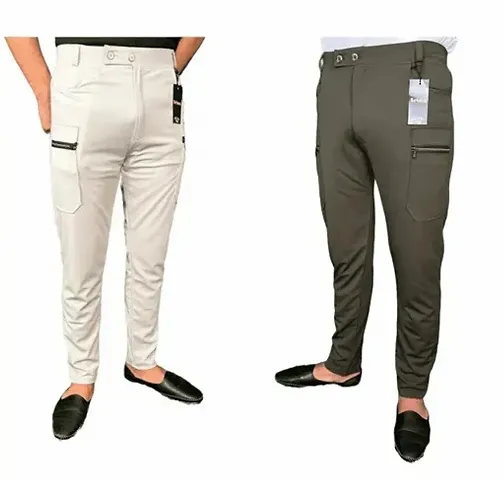 Men Trousers Pack of 2 Stylish Trousers Soft Lycra Blend Trousers Mens Boys Trousers Casual Wear Trousers