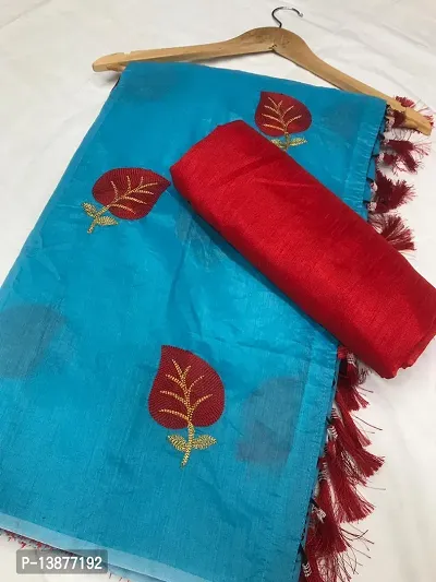 Beautiful Chanderi Cotton Saree With Blouse Piece For Women-thumb0