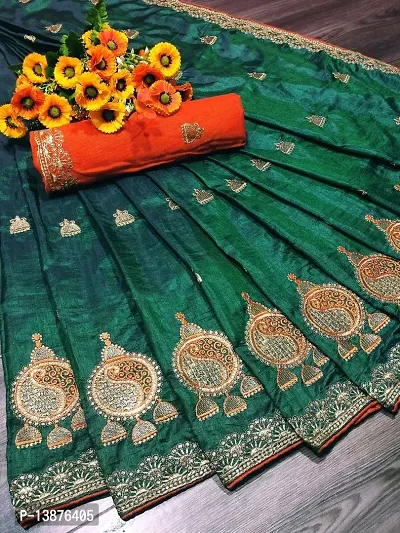 Beautiful Cotton Blend Saree With Blouse Piece For Women