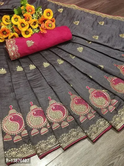 Beautiful Cotton Blend Saree With Blouse Piece For Women