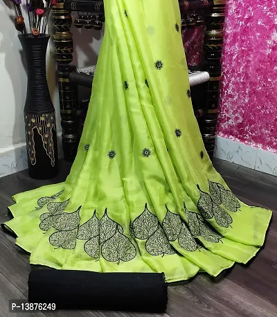 Beautiful Cotton Blend Saree With Blouse Piece For Women