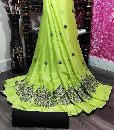 Beautiful Blend Saree With Blouse Piece For Women