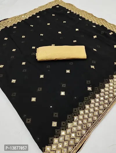 Beautiful Cotton Blend Saree With Blouse Piece For Women