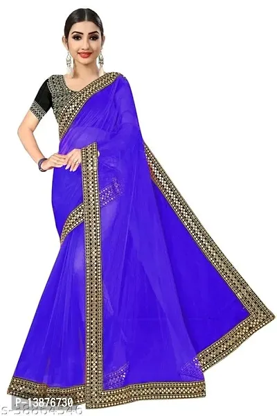 Beautiful Net Saree With Blouse Piece For Women-thumb0