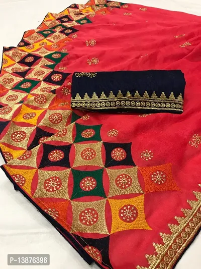 Beautiful Cotton Blend Saree With Blouse Piece For Women