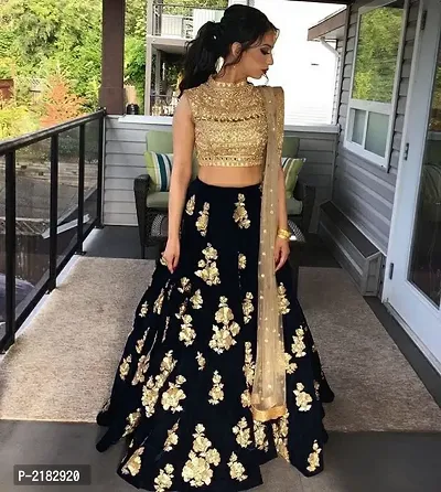 Black Designer Bollywood Tafeta Lehengas-thumb0