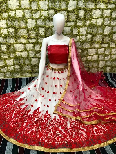 Trendy Net Embroidered Lehenga Choli For Women