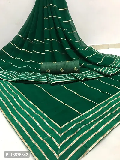 Beautiful Cotton Blend Saree With Blouse Piece For Women