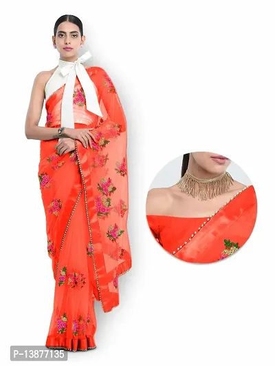 Beautiful Net Saree With Blouse Piece For Women