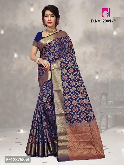 Beautiful Cotton Blend Saree With Blouse Piece For Women