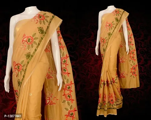 Beautiful Cotton Blend Saree With Blouse Piece For Women-thumb0