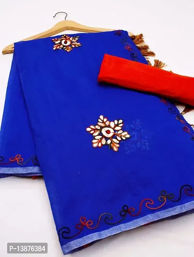 Beautiful Chanderi Cotton Saree With Blouse Piece For Women