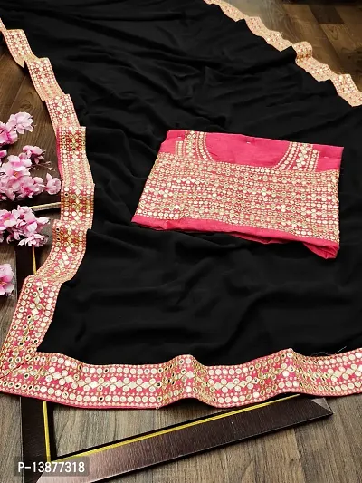 Beautiful Georgette Saree With Blouse Piece For Women-thumb0