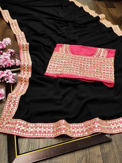 Beautiful Georgette Saree With Blouse Piece For Women