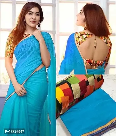 Beautiful Georgette Saree With Blouse Piece For Women-thumb0