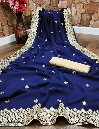 Beautiful Cotton Blend Saree With Blouse Piece For Women