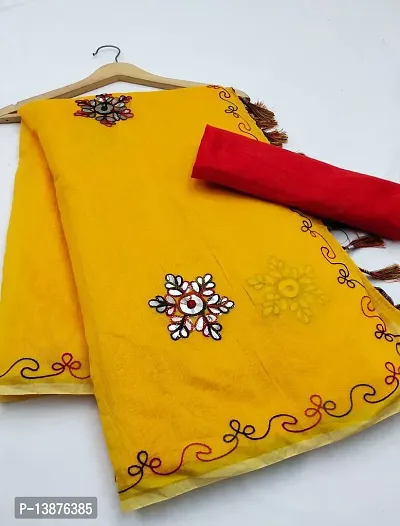 Beautiful Chanderi Cotton Saree With Blouse Piece For Women