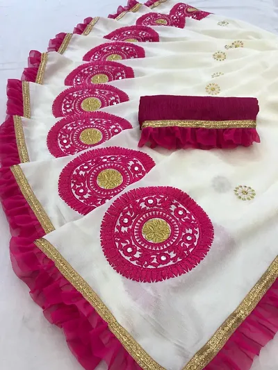 Beautiful Blend Saree With Blouse Piece For Women