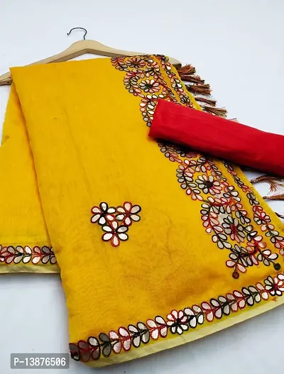 Beautiful Chanderi Cotton Saree With Blouse Piece For Women