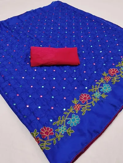 Beautiful Blend Saree With Blouse Piece For Women