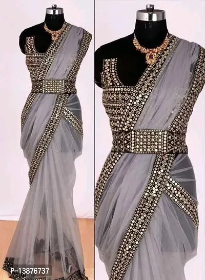 Beautiful Net Saree With Blouse Piece For Women