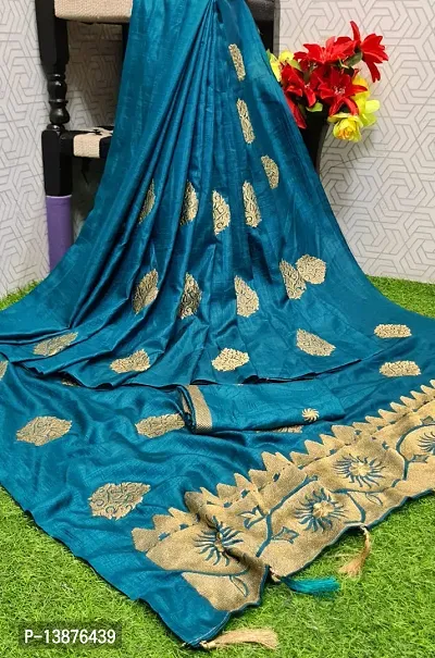 Beautiful Cotton Blend Saree With Blouse Piece For Women-thumb0