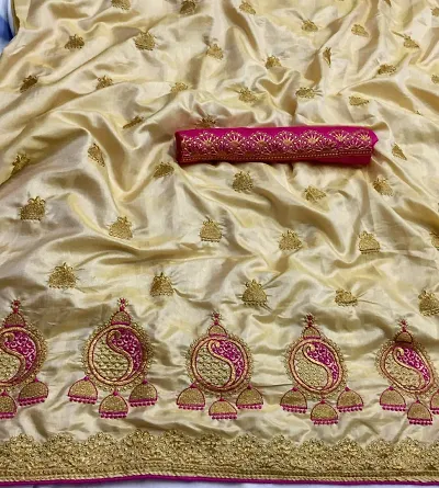 Attractive Silk Blend Jhumki Embroidered Sarees