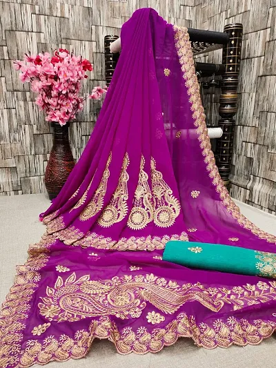 Georgette Partywear Sarees with Blouse Piece
