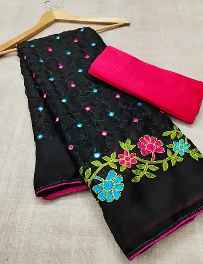 Beautiful Cotton Blend Sarees With Blouse Piece