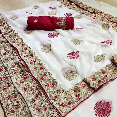 Beautiful Cotton Blend Sarees With Blouse Piece