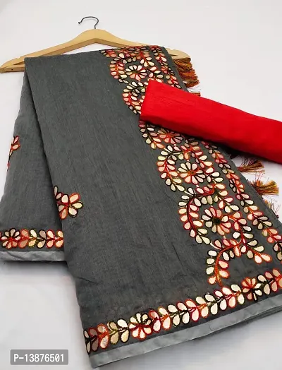 Beautiful Chanderi Cotton Saree With Blouse Piece For Women