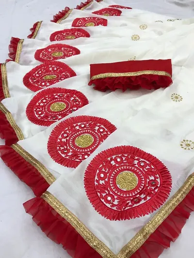 Beautiful Cotton Blend Saree With Blouse Piece