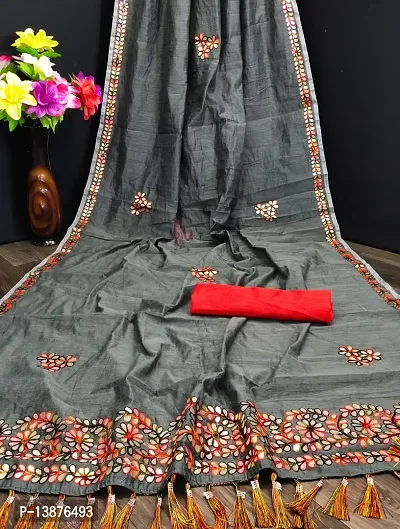 Beautiful Chanderi Cotton Saree With Blouse Piece For Women-thumb0