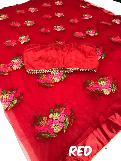 Pure Mono Net with Embroidery Sarees