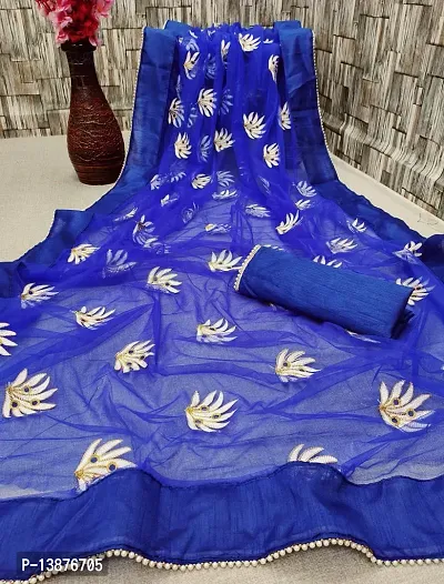 Beautiful Net Saree With Blouse Piece For Women