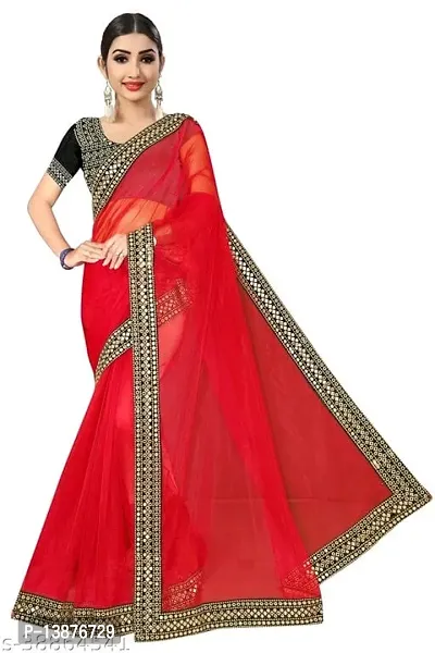 Beautiful Net Saree With Blouse Piece For Women-thumb0