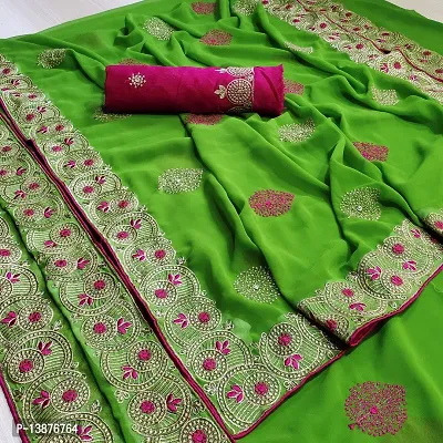 Beautiful Cotton Blend Saree With Blouse Piece For Women-thumb0